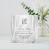 Feestjurk Witte Quinceanera Uitnodigingen (Staand voorkant)