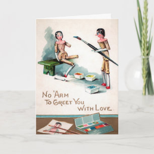  feestkaart voor houten dolls feestdagen kaart