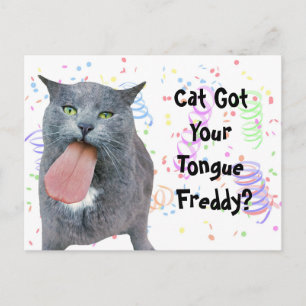 Feestkat heeft je tong? briefkaart