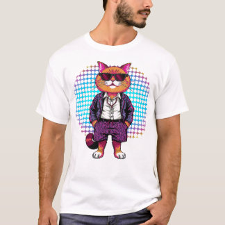 Feestkat in een zonnebril – Disco Outfit T-shirt