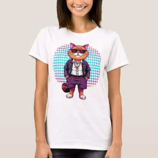 Feestkat in een zonnebril – Disco Outfit T-shirt