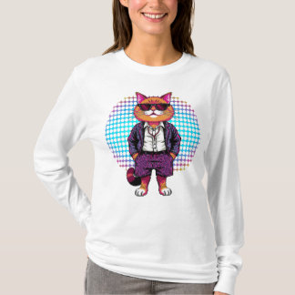Feestkat in een zonnebril – Disco Outfit T-shirt