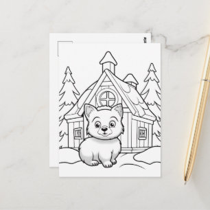 Feestkat kinder kleurstof Briefkaart