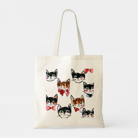 Feestkatten met strikken Canvas tas (Achterkant)