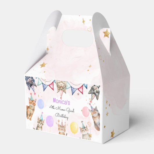 Feestkatten miauw-gical kinderen verjaardag bedankdoosjes (Achterkant)