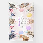 Feestkatten miauw-gical kinderen verjaardag spandoek (Verticaal)