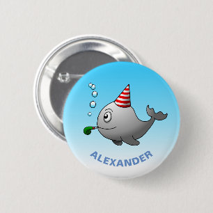 Feestklare walvis ronde button 5,7 cm
