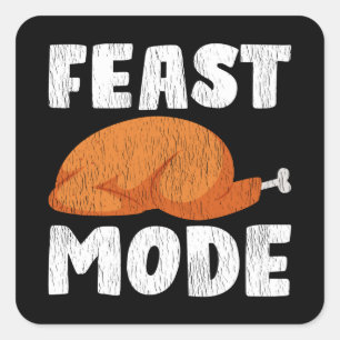 Feestmodus Grappige Thanksgiving-kalmerendiner Cad Vierkante Sticker