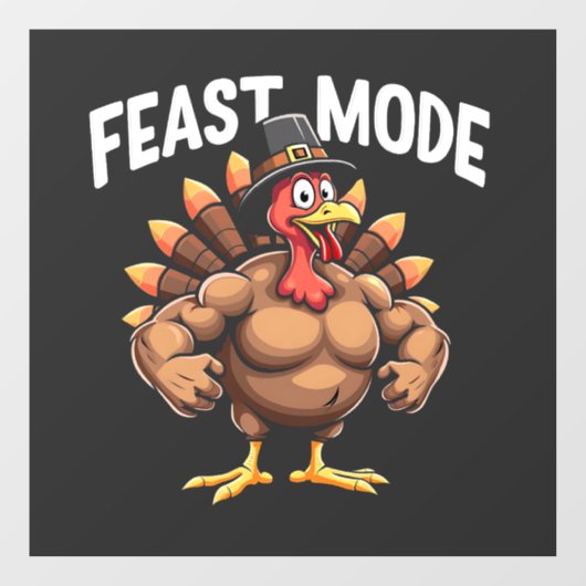 Feestmodus Grappige Thanksgiving Turkije Fitnessma Raamsticker (Vel)