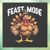 Feestmodus Grappige Thanksgiving Turkije Fitnessma Raamsticker (Vel 3)