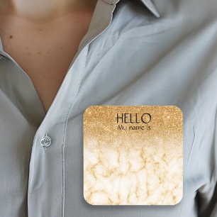 Feestnaamkaartje Badge Goud Glitters Vierkante Sticker