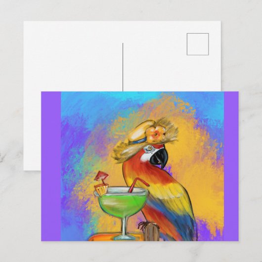 Feestpapegaaien Briefkaart (Voorkant / Achterkant)