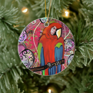 FEESTPAPEGAAIEN KERAMISCH ORNAMENT