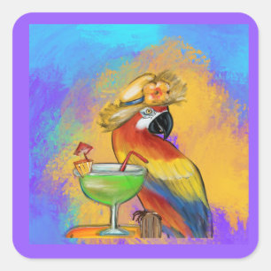 Feestpapegaaien Vierkante Sticker