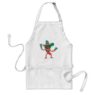 Feestpaprika in Sombrero met Maracas Standaard Schort