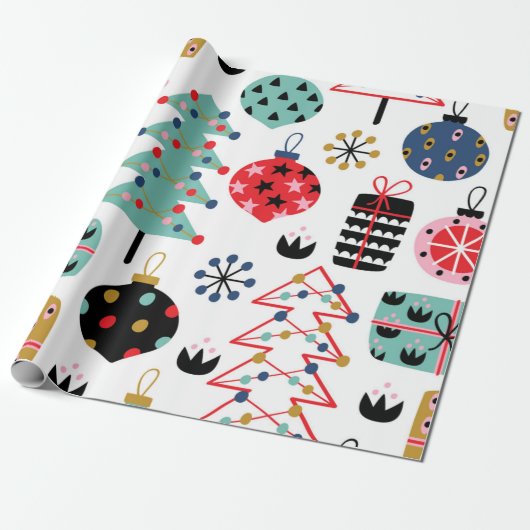 feestpatroon feestdagen kerstmis cadeaupapier (Uitgerold)