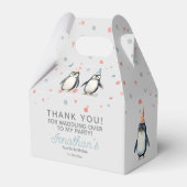 Feestpinguïns, waterverf, kinderverjaardag bedankdoosjes (Voorkant Zijde)