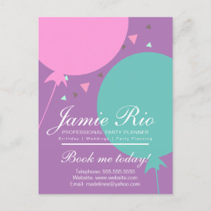 Feestplanner Verjaardagsplanning Ballon Confetti Briefkaart