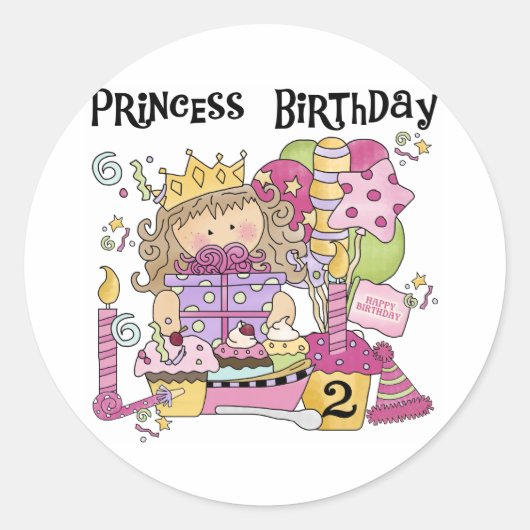 Feestprinses 2e Verjaardag Tshirts en geschenken Ronde Sticker (Voorkant)