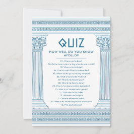 Feestquiz met Griekse tempel in het blauw Kaart