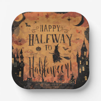 Feestspullen halverwege naar Halloween Papieren Bordje