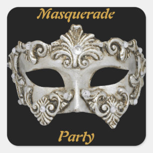Feeststickers voor een gemaskerd bal vierkante sticker