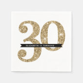 FEESTTAFEL GROTE LEEFTIJD moderne 30 gouden glitte Servet (Voorkant)