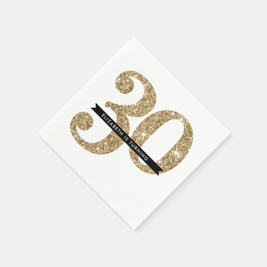 FEESTTAFEL GROTE LEEFTIJD moderne 30 gouden glitte Servet (Hoek)