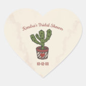 Feestthema Bruidsfeest Persoonlijke Cactus Hart Sticker (Voorkant)