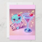 Feesttijd Neon Roze Kaart (Voorkant)