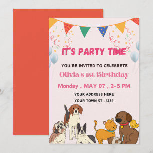 Feesttijd Puppy Hond Verjaardagsfeestje Kaart