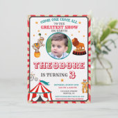 Feestuitnodiging Foto Circus - Vintage Big Top Kaart (Staand voorkant)