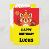 Feestverjaardag geweldige rode panda kaart (Voorkant / Achterkant)