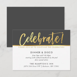 FEESTVIERING DETAILS donkergrijs goud script Kaart