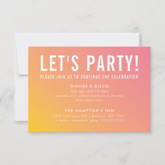 FEESTVIERING KAART modern roze geel gradiënt (Voorkant)