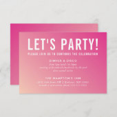 FEESTVIERING KAART moderne  roze gradiënt (Voorkant / Achterkant)
