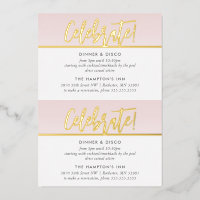 FEESTVIEZKAART lichtroze gouden polka stippen