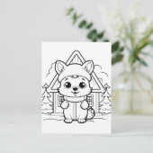 Feestvos kinder kleurstof briefkaart (Staand voorkant)