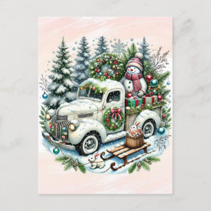 feestvrachtwagen Vintage kerstbezorging Feestdagenkaart