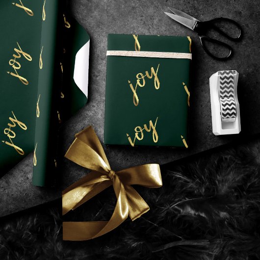feestvreugde | Classic Gold Marker Script op groen Cadeaupapier
