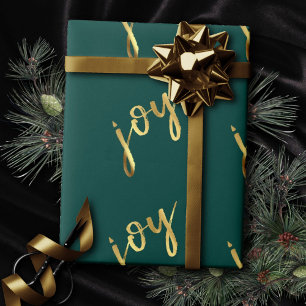 feestvreugde Classic Gold Marker Script op groen Cadeaupapier