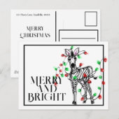 feestzebras | rode groene kronkellichten briefkaart (Voorkant / Achterkant)