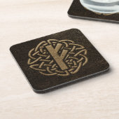 Fehu Rune Ancient Metal Embossed Amulet Onderzetter (Linkerzijde)