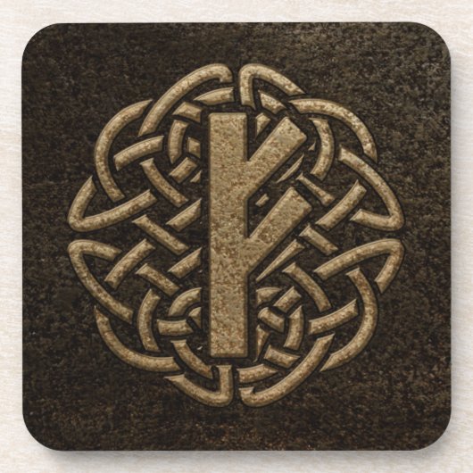 Fehu Rune Ancient Metal Embossed Amulet Onderzetter (Voorkant)