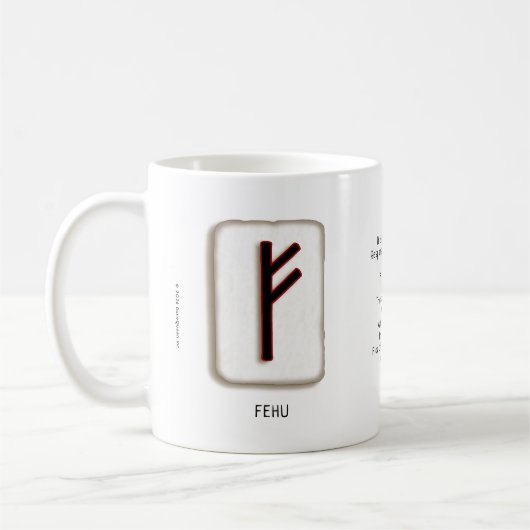 Fehu RuneStone 11 oz. Mok (Links)