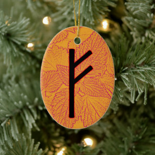 Fehu Viking Rune Yule-Ornament - Word het! Keramisch Ornament