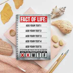 Feit van het Leven Kalender Zegt WTF Humor Notitieboek