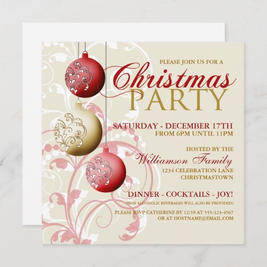 Feitelijke uitnodiging voor kerstfeest (Voorkant / Achterkant)