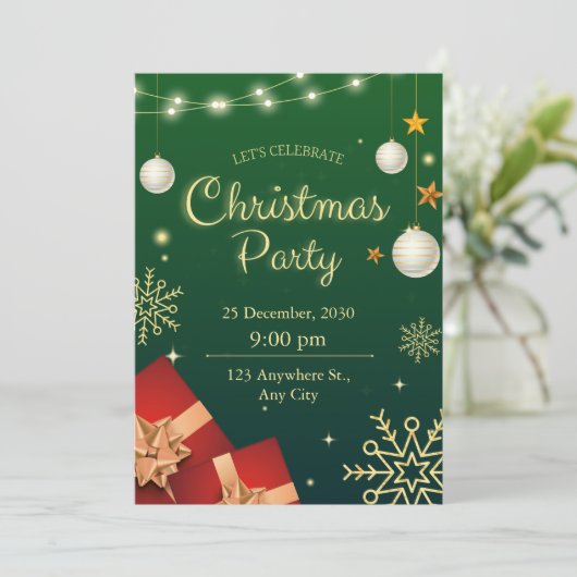 Feitelijke uitnodiging voor kerstfeest (Staand voorkant)