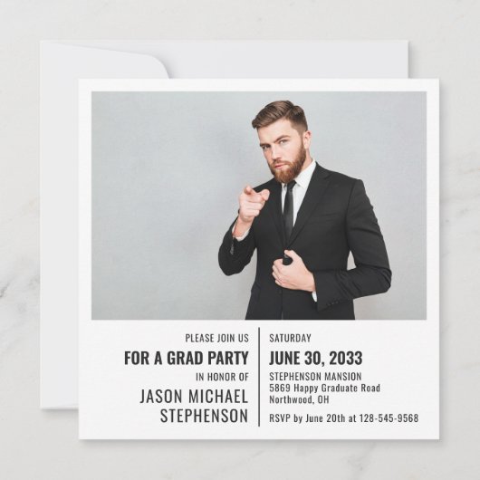 Feiten 2 foto moderne afstuderen aankondiging (Achterkant)